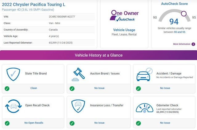 2022 Chrysler Pacifica Touring L